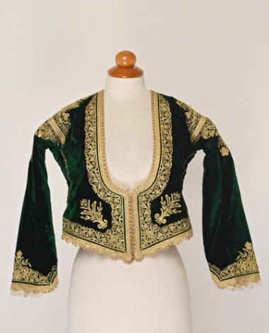Velvet zibouni, gold embroidered sleeved jacket