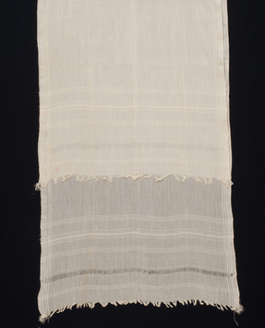 Whitish silk bolia with embellished linear decoration