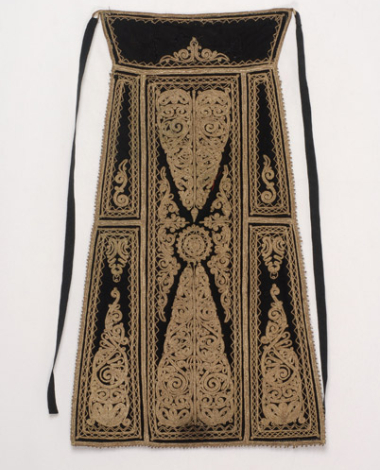 Karagounian gold embroidered apron made of black felt