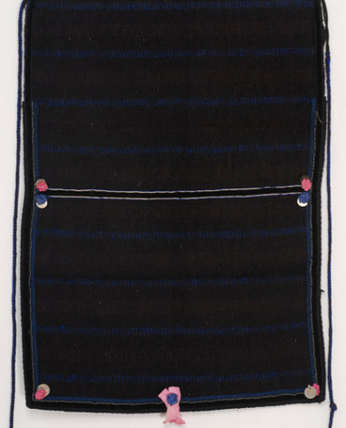 Woollen woven fulled apron with embellished horizontal stripes 