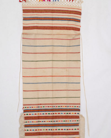 Striped wool apron with ksombliasta (embroidered) motifs