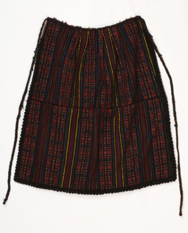 Poal woollen thick woven apron with multicoloured embellished decoration
