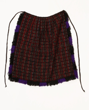 Poal woollen thick woven apron with multicoloured embellished decoration 