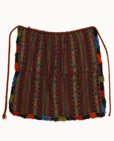 Poal woollen thich-woven apron with embellished linear and geometrical motifs