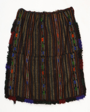 Poal woollen thick woven apron with embellished linear and geometrical motifs