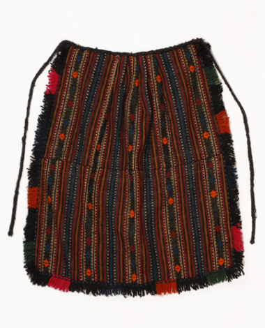 Poal woollen thich-woven apron with embellished linear and geometrical motifs