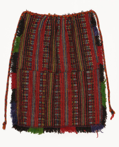 Poal woollen thick woven apron with multicoloured embellished decoration 