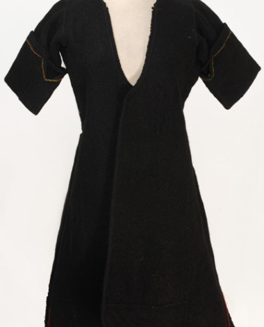 Kiourdia, inner sleeved overcoat made of black horse cloth, ornamented with plain coloured cordons and two-coloured woollen cordon