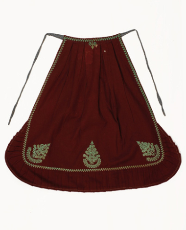 Woollen crimson apron with terzidiko (gold) embroidery
