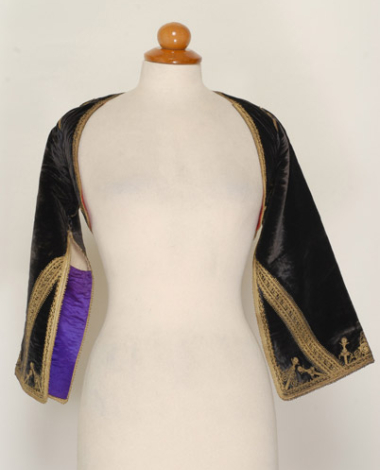 Kamizoli, velvet gold embroidered sleeved jacket
