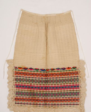 Apron from Attica made of karameloto (candy-shaped) woven with multicoloured embroidered decoration
