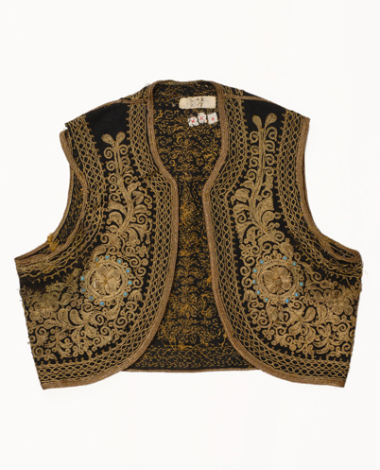 Sleeveless jacket with terzidiko gold embroidery