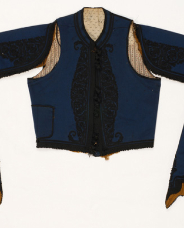 Fermeli, mwn's, sleeved jacket made of blue felt