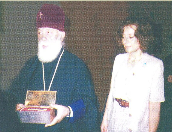 Ο Πατριάρχης Γεωργίας Ηλίας Β΄ κατά την επίσκεψη της αποστολής του ΛτΕ